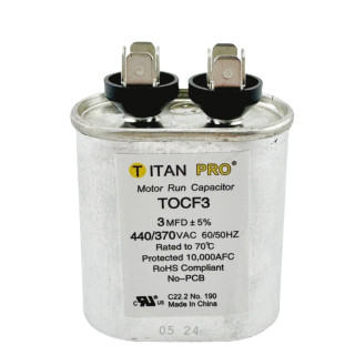 RUN CAPACITOR 3 MFD 440/370V ROUND