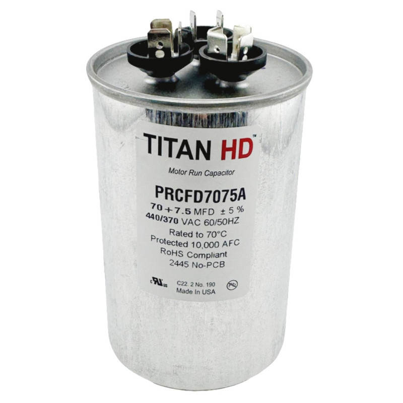 RUN CAPACITOR 70+7.5 MFD 440/370V ROUND