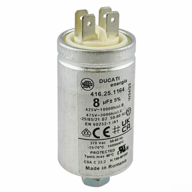 DUCATI CAPACITOR 8ΜF 425V - 475V  50/60HZ.