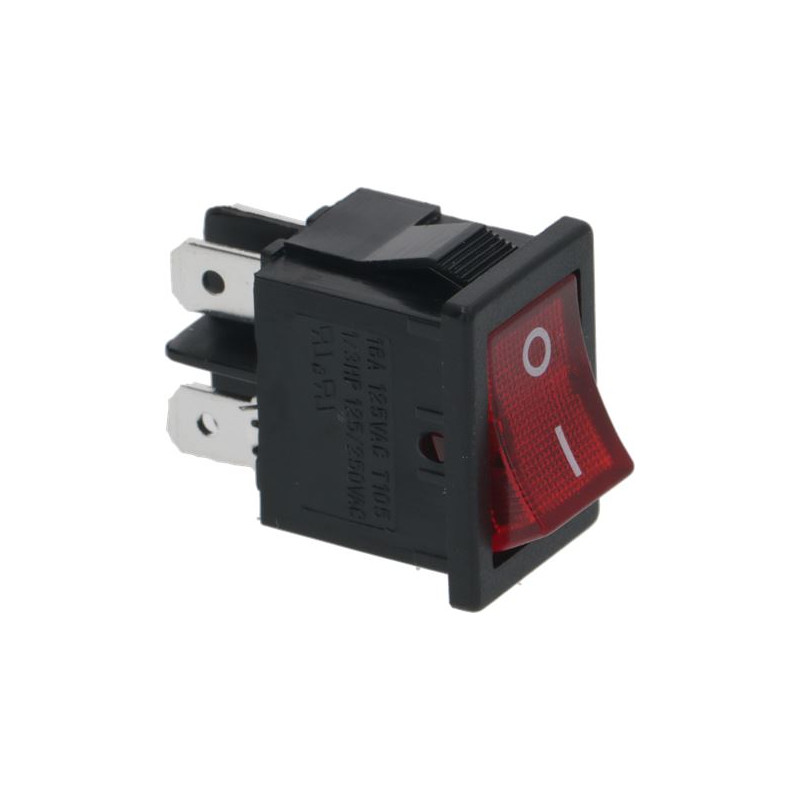 SWITCH TWO-POLE RED 16A 125/250V