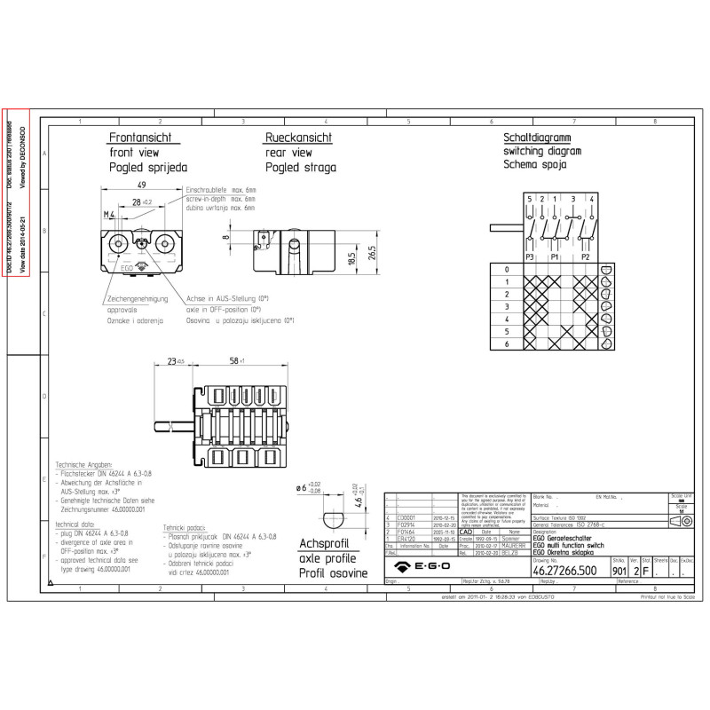 ROTARY SWITCH 6 POSITIONS