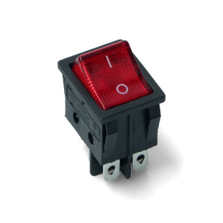 SWITCH ROCKER DPST RED 20A 125V
