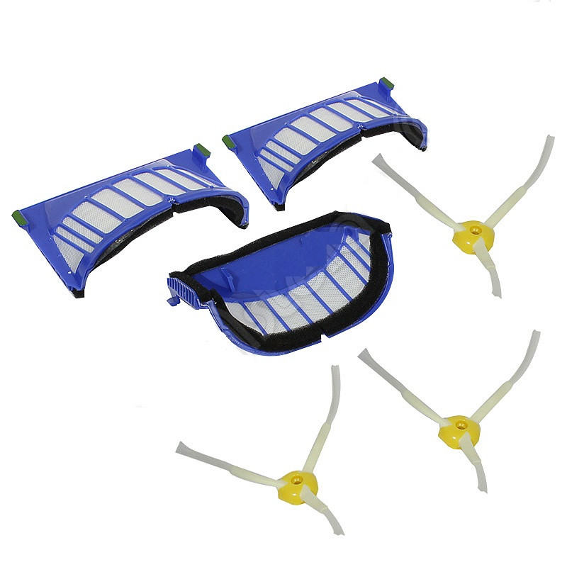 IROBOT 3 AEROVAC FILTERS + 3 LATERAL BRUSHES ROOMBA SERIE 600