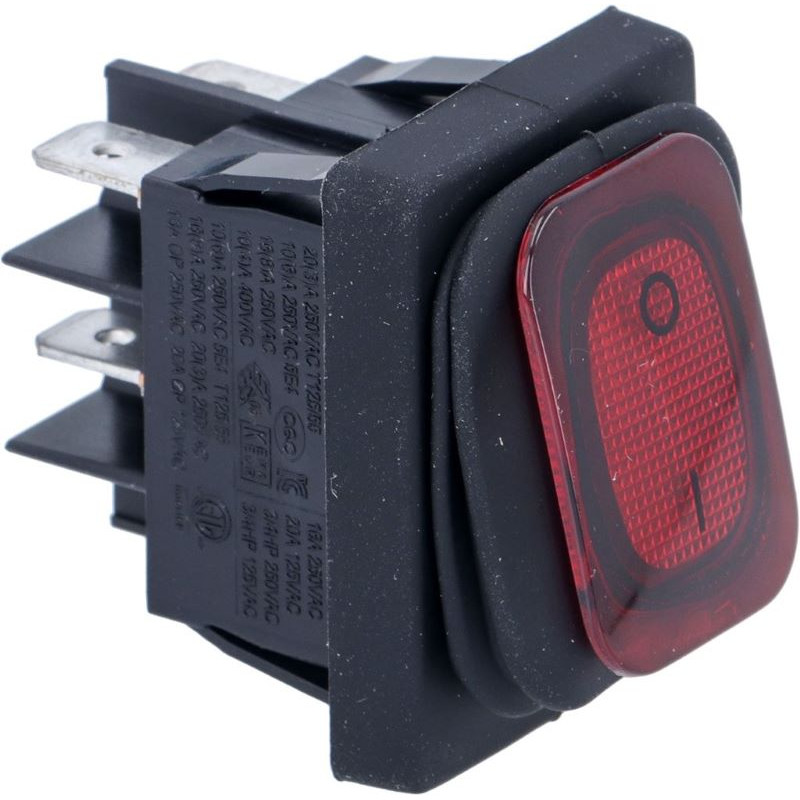 ROCKER ON/OFF SWITCH RED 20A 120/250V