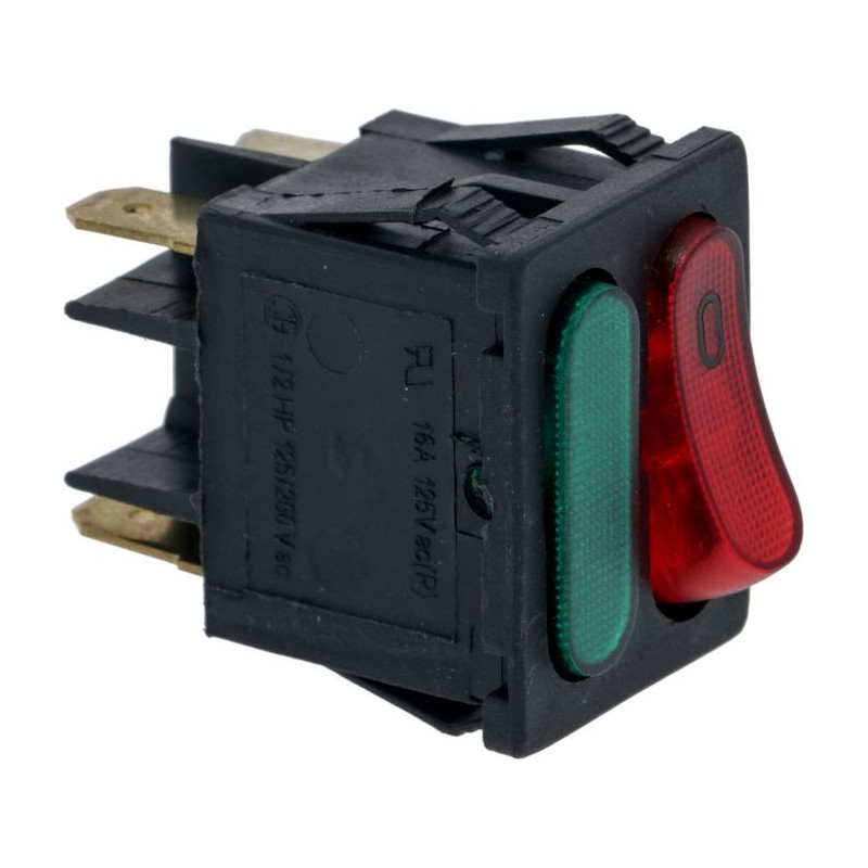 RED BIPOLAR SWITCH WITH GREEN LAMP 435063