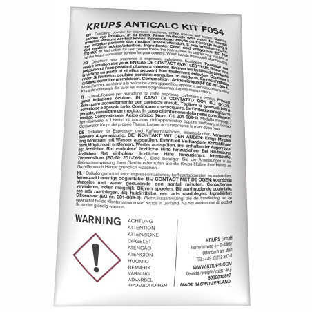 KRUPS F054 DESCALING POWDER FOR KETTLES COFFEE AND ESPRESSO MAKERS FULLY AUTO