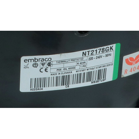 COMPRESSOR EMBRACO NT2178GK 220/240V 50Hz R404A