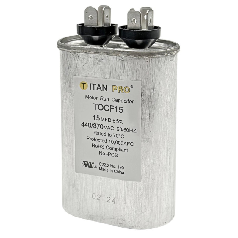 OVAL RUN CAPACITOR 15 MFD 440/370V