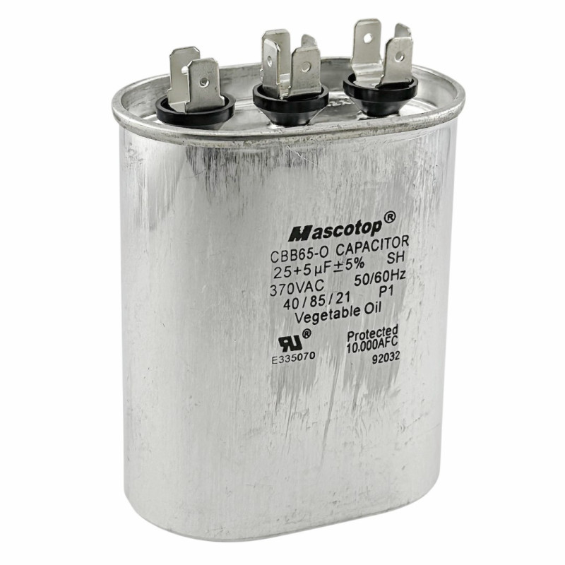 OVAL DUAL RUN CAPACITOR 25/5 MFD 370 V