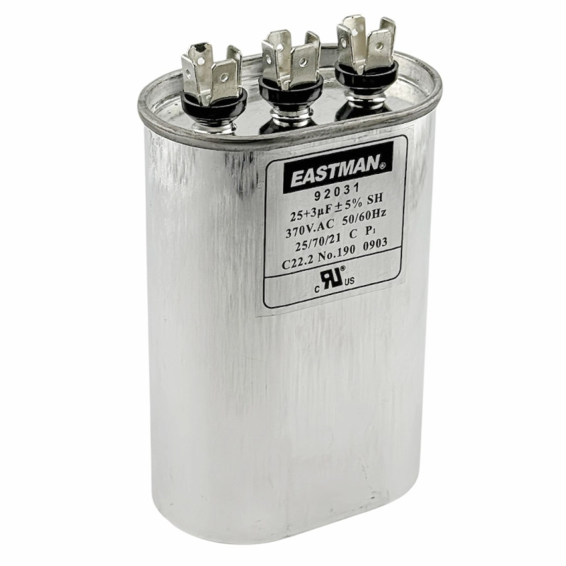 OVAL DUAL RUN CAPACITOR 25/3 MFD 370 V