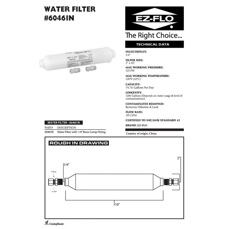 WATER FILTER IN-LINE