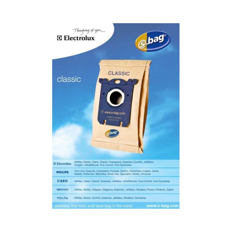 ELECTROLUX 9000844812 S- BAG CLASSIC E200B VACUUM CLEANER Box of 5