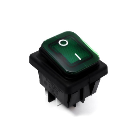 SWITCH WITH GREEN LIGHT 125/250V 16/20 AMP