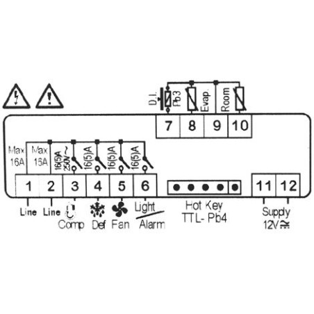 Dixell XR70CX-0N0C8 Controller 12VAC/DC 16A