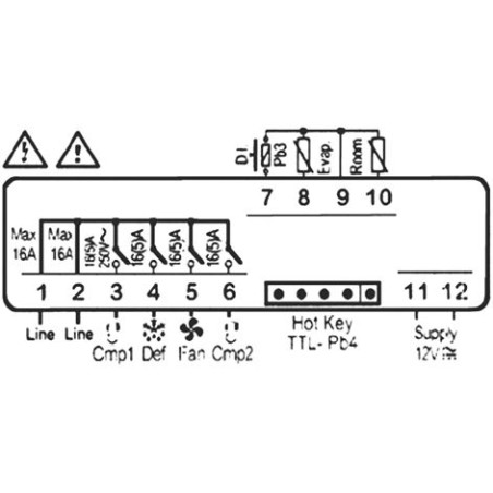 Dixell XR72CX-0N0C8 Controller 16A for Two Compressors – 12Vac/dc