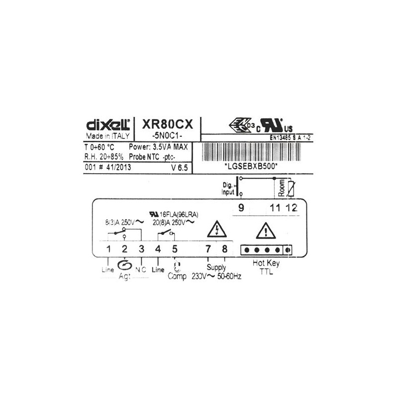 DIXELL CONTROLLER XR80CX-5N0C1 230V 50/60Hz