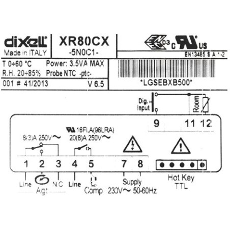 DIXELL CONTROLLER XR80CX-5N0C1 230V 50/60Hz